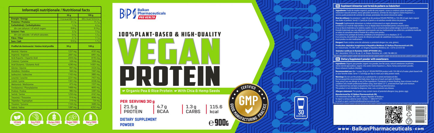 Balkan Pharmaceuticals, Vegan Protein, 900g